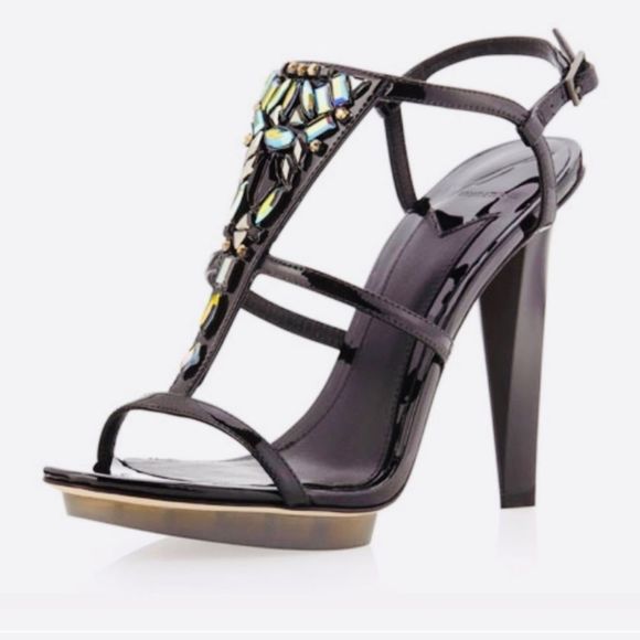 Brian Atwood Shoes - Brian Atwood Donosa Jewel patent heel stilletto sandals